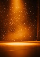 Dramatic spotlight with bokeh particles on abstract stage backdrop scene