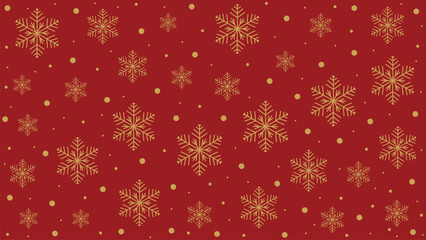 Minimalist gold snowflakes seamless pattern vector red Christmas background