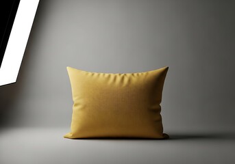 Elegant mustard yellow pillow, simple home decor with soft lighting