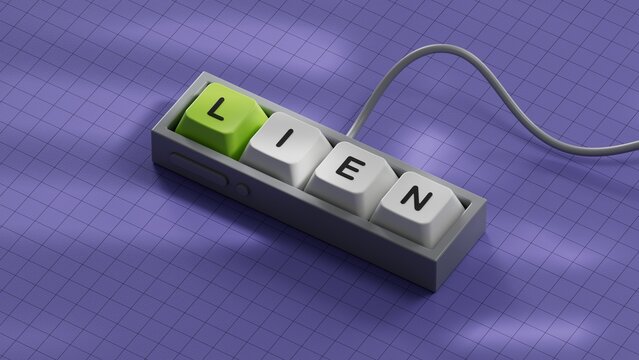 Four Computer keyboard keys arranged in stack with word LIEN on them, space for text.close up of Computer keyboard keys,Business Concept.3D rendering.