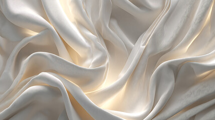 Obraz premium Cloud Dancer themed Luxurious Creamy Silk Fabric Draping with Elegant Folds and Smooth Background. Colour of the Year 2026