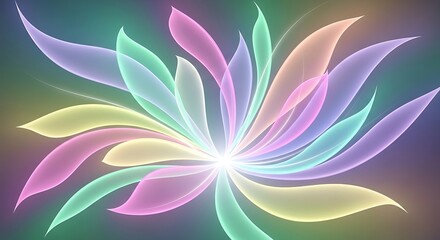 Radiant bloom of ethereal hues in an abstract design formation