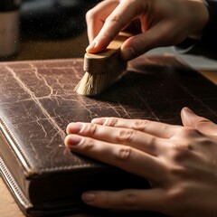 Revitalizing old leather bound book with care and delicate treatment