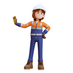 Female Handywoman Construction Worker in Stop Refusal Pose