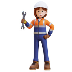 Female Handywoman Construction Worker holding a wrench