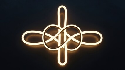 Abstract glowing neon light design with infinity symbol on a dark background. Concept.