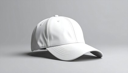 Simple White Baseball Cap on a Neutral Background