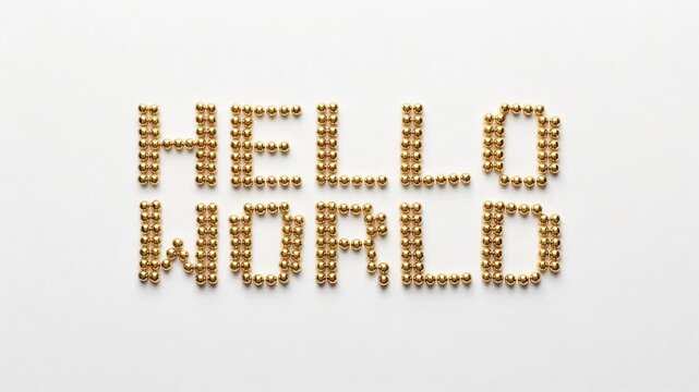 Golden Pixelated "Hello World" Startup Concept