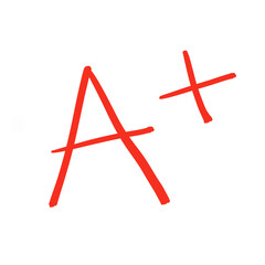 Exam score grade result A plus, hand drawn doodle test grade A plus isolated on transparent background © Stanislava