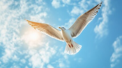 Obraz premium white dove against a sky generative ai