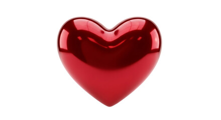 Fototapeta premium Shiny metallic red heart symbol with reflections on a dark background love romance isolated on a transparent background