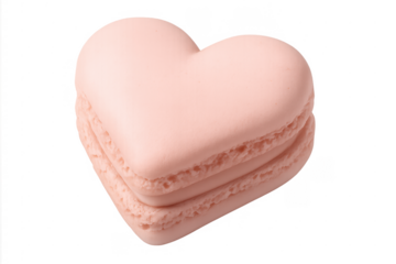 Pink heart macaron stack showing sweet dessert on transparent background