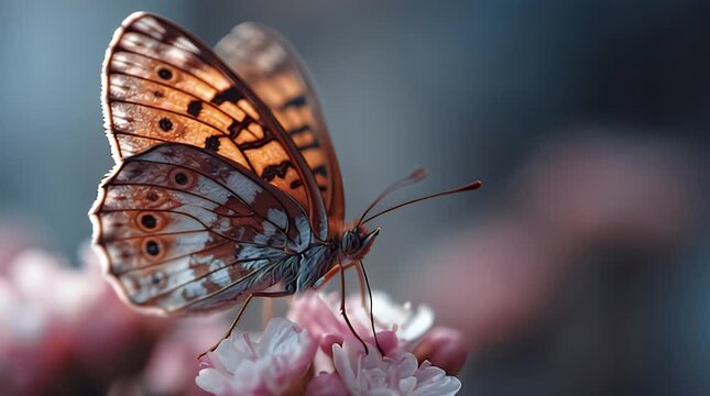 Close-Up Butterfly in Natural Light on Flower Surface