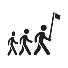 Leader Holding a Flag Icon Guiding a Group in a March or Rally, Symbolizing Leadership and Team Direction for Event and Travel Design