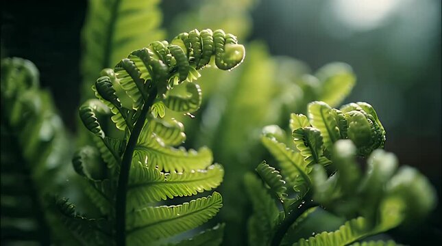 Close-Up Botanical Scene of Fern Leaves in Calm Motion