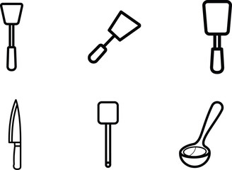 Fototapeta premium A comprehensive collection of essential kitchen cooking utensils presented as sleek minimalist line