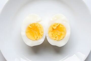 Perfectly Cooked Hard Boiled Egg Halves With Bright Yellow Yolk
