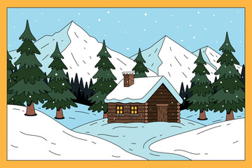 Winter Wonderland Cabin Scene