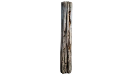 Weathered Wooden Post Isolated on White