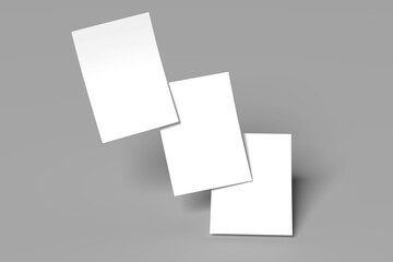 Three Floating Blank Paper Sheets Mockup Template