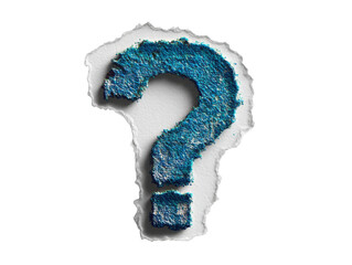 Light blue textured question mark on a transparent background