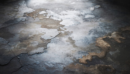 Dark grunge world map background with abstract stone wall texture and light ocean surface