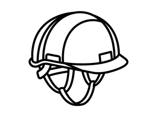 Safety hard hat line art illustration for construction and industrial use.