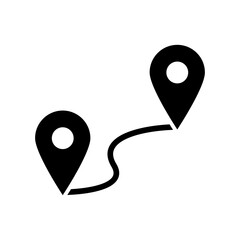 Connected Location Pins Icon Representing Route Navigation, Travel Path, and Geographic Direction for Mapping and GPS Design