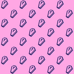 Hand Drawn Coffin Vector Seamless Pattern