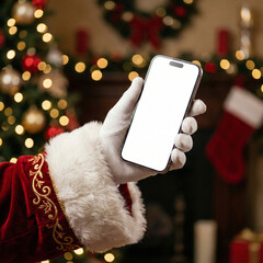 Santa Claus Holding Smartphone Mockup