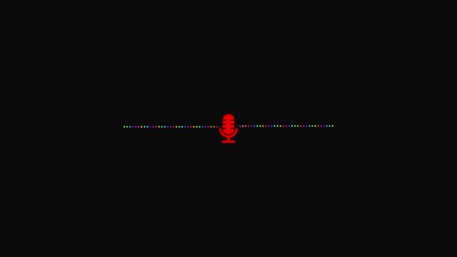 voice recoding Sign. Music Recording Software, Microphone icon on black background. Audio microphone icon. black  background 4k video.