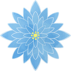 水彩風の青い花のイラスト