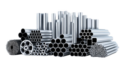 A Variety of Metallic Pipe Shapes and Sizes for Industrial Applications and Manufacturing Processes