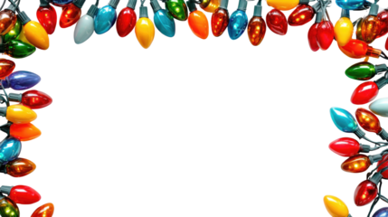Colorful Christmas Lights Frame for Holiday Decoration and Festive Background Aesthetic