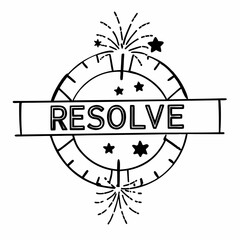 New year s resolve stamp with fireworks and stars