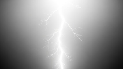 Bright White Lightning Bolt Against Gradient Gray Background Keywords: lightning, bolt