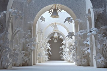 ペーパークラフトの花回廊 ― ウェディングベルが響くアーチの道