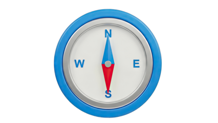 Compass Pointing North on White Background