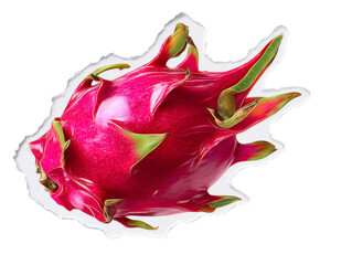 Whole dragon fruit or pitaya fruit on transparent background