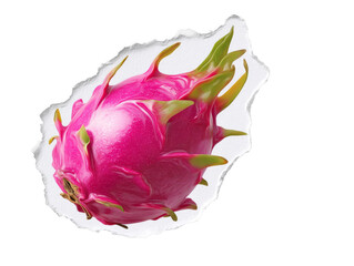 Dragon fruit or pitaya close up view on transparent backdrop