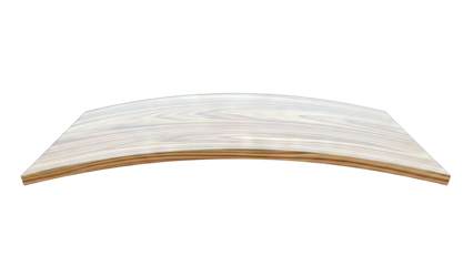 Curved Wooden Shelf Isolated on White Background