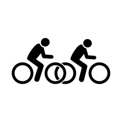 High-Speed Bicycle Racing Icon Featuring Two Cyclists in Dynamic Competition for Sports and Fitness Design
