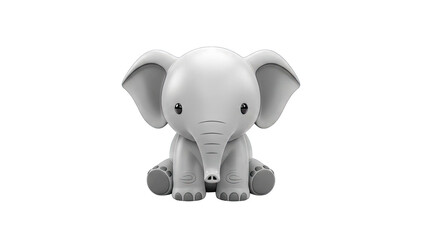 Cute Elephant Sitting Isolated on White Background
