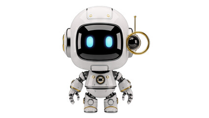 Cute Robot Standing Isolated on White Background