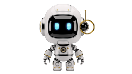 Cute Robot Standing Isolated on White Background