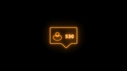 Orange Neon Notification Icon with Follower Count 0 to 1000 on Black Background social media