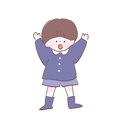 両手を挙げている幼いこども