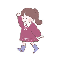 手を振っている女の子