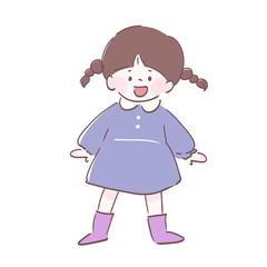 笑顔で立っている三つ編みの女の子