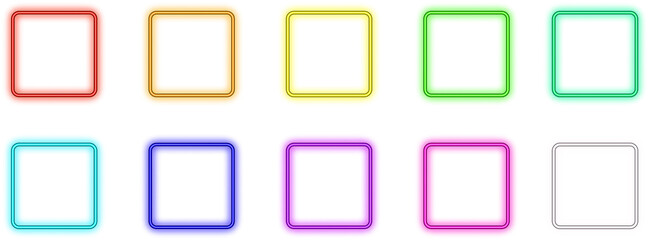 square neon frame. square neon frame png. square neon frame illustration. square neon frame set	

